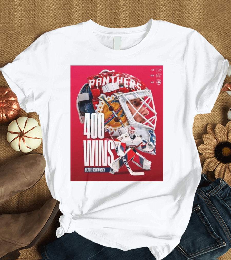 Sergei Bobrovsky Panthers 400 Wins NHL Florida Goalie Milestone T-Shirt