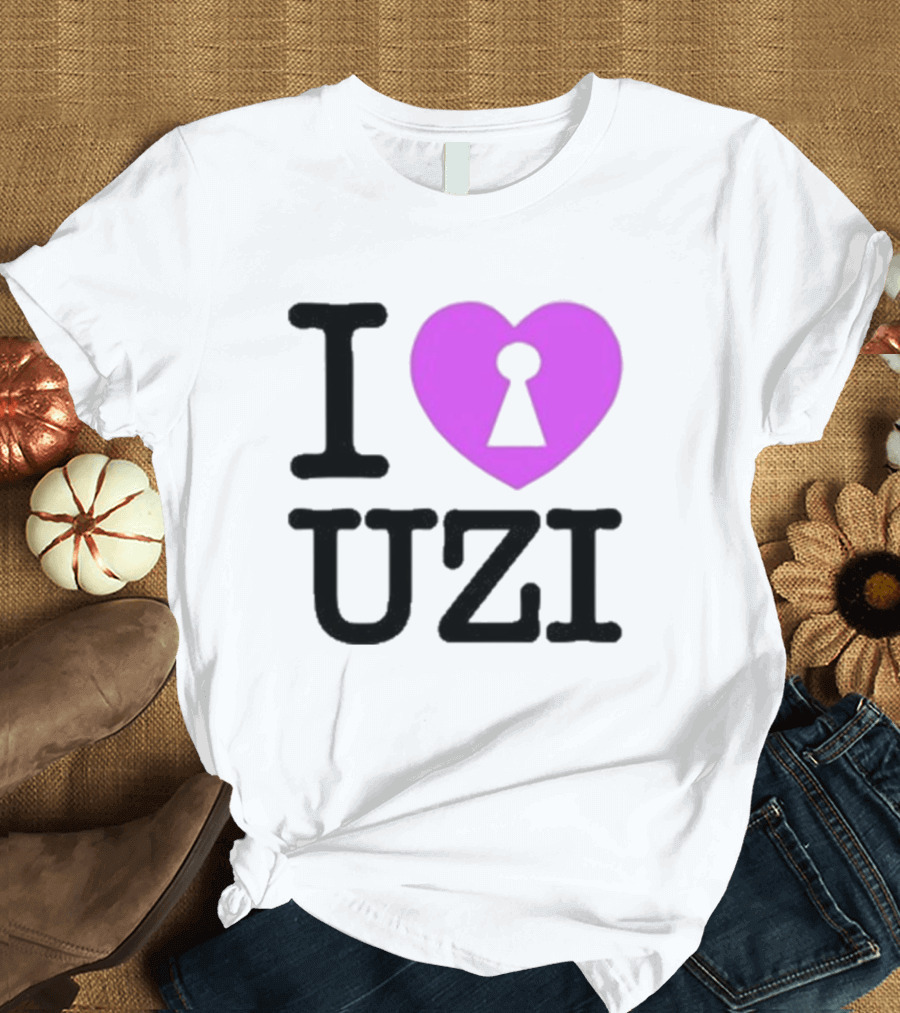 I Love Heart Keyhole Uzi T-Shirt