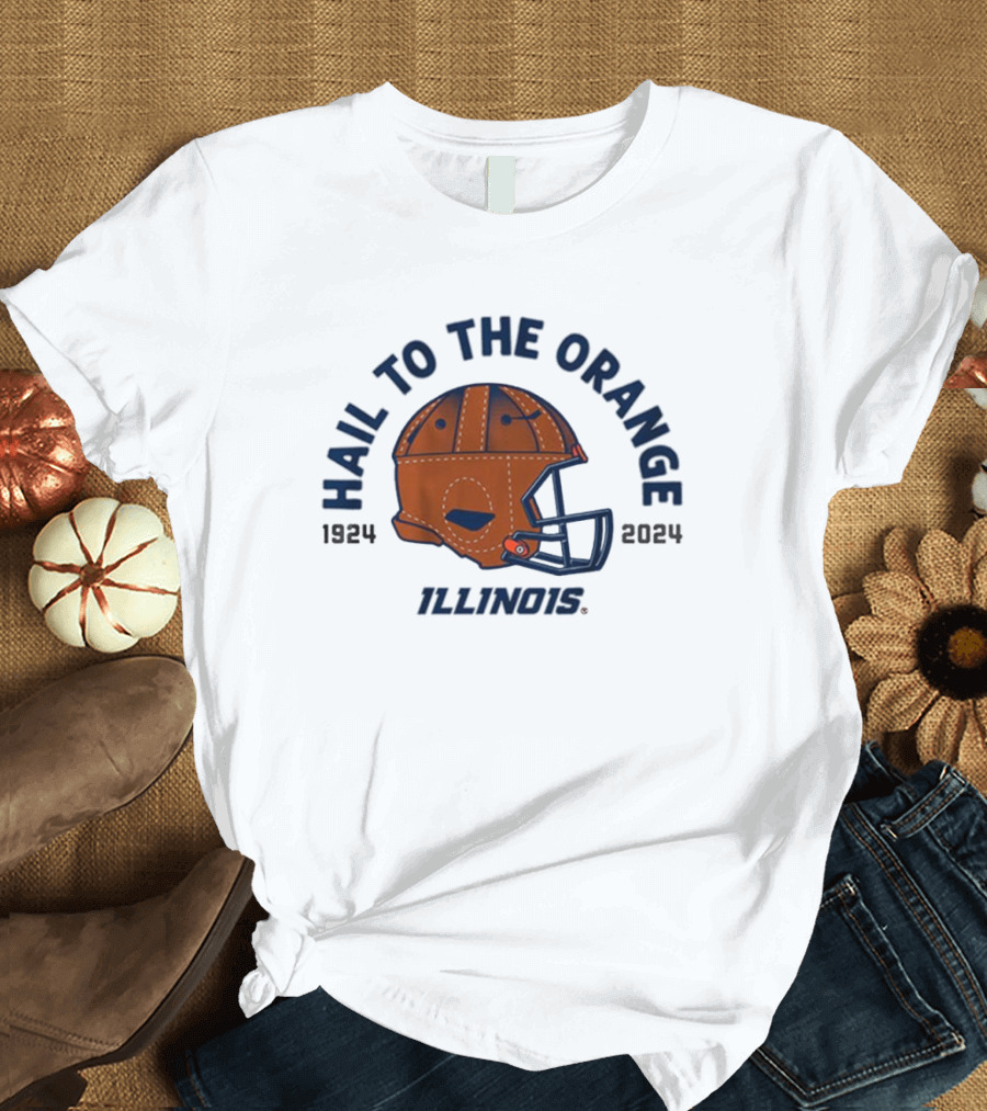 Illinois Fighting Illini Football Hail to the Orange 100-Year Helmet 1924–2024 T-Shirt