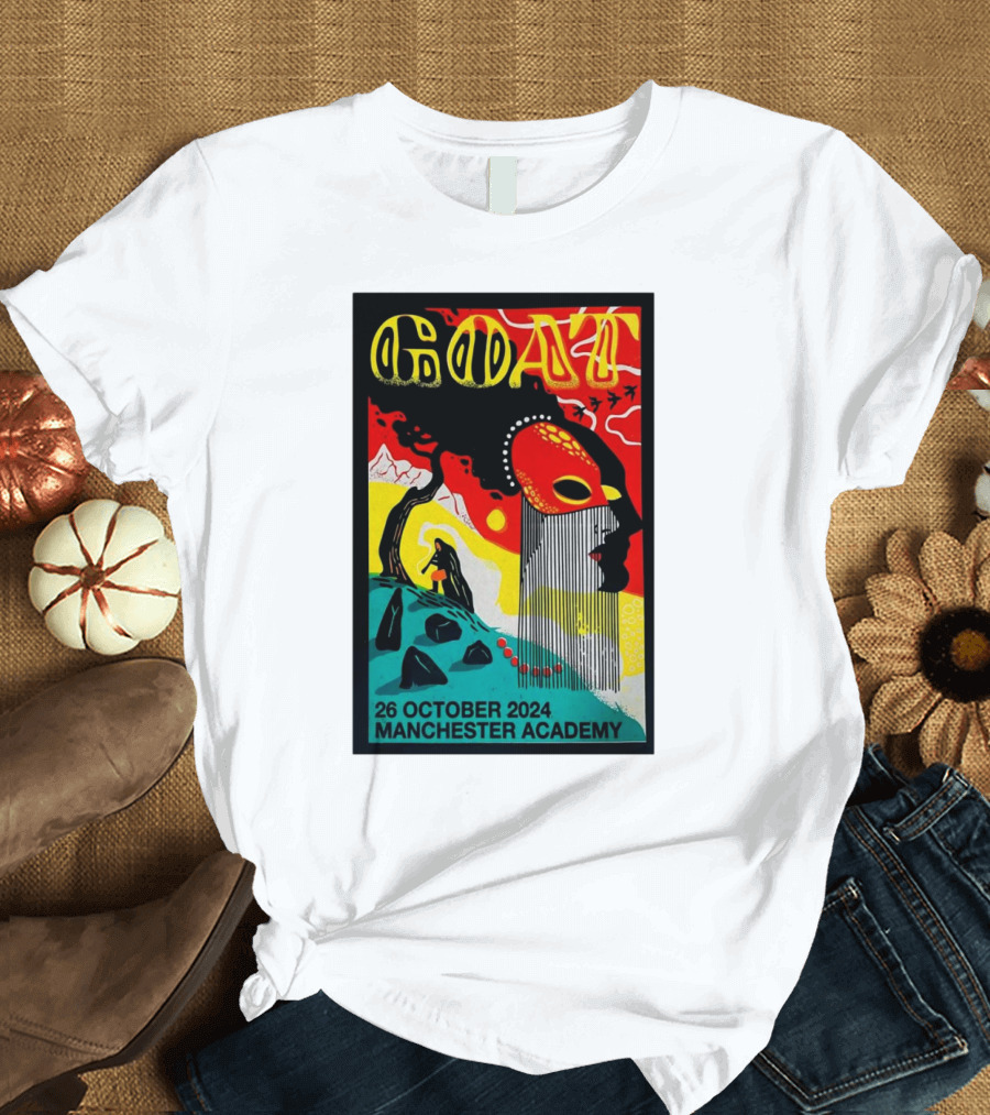 Goat 26 October 2024 Manchester Academy Tour Poster Psychedelic Mask T-Shirt