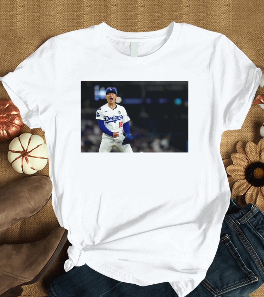 Los Angeles Dodgers Yoshinobu Yamamoto Dialed In World Series Excitement T-Shirt