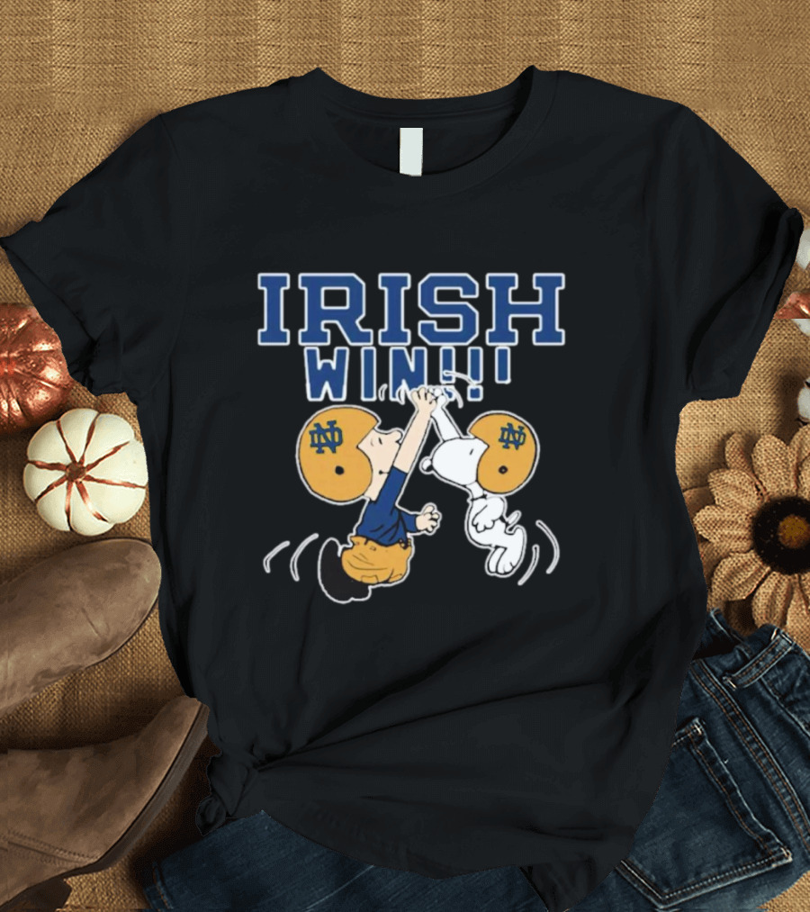 Charlie and Snoopy High Five Notre Dame Fighting Irish Win T-Shirt