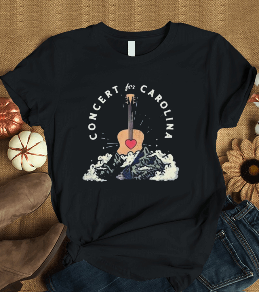 Concert For Carolina 2024 Retro Guitar Heart Mountain Scene T-Shirt