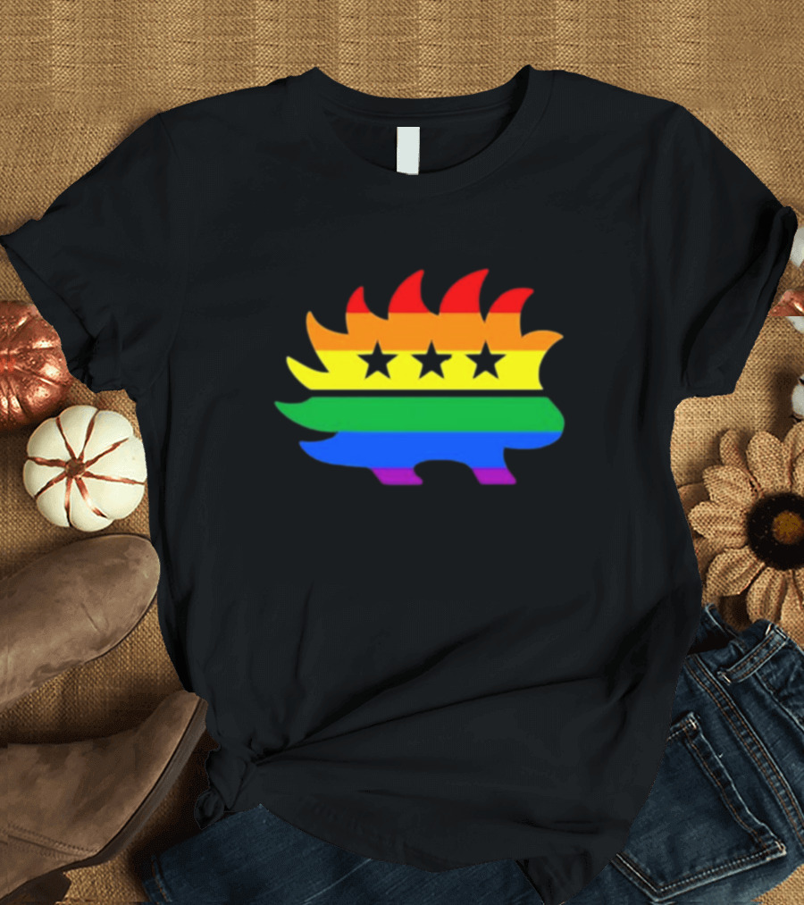 Dr. Simon Goddek Libertarian Porcupine Rainbow Flag Stars T-Shirt