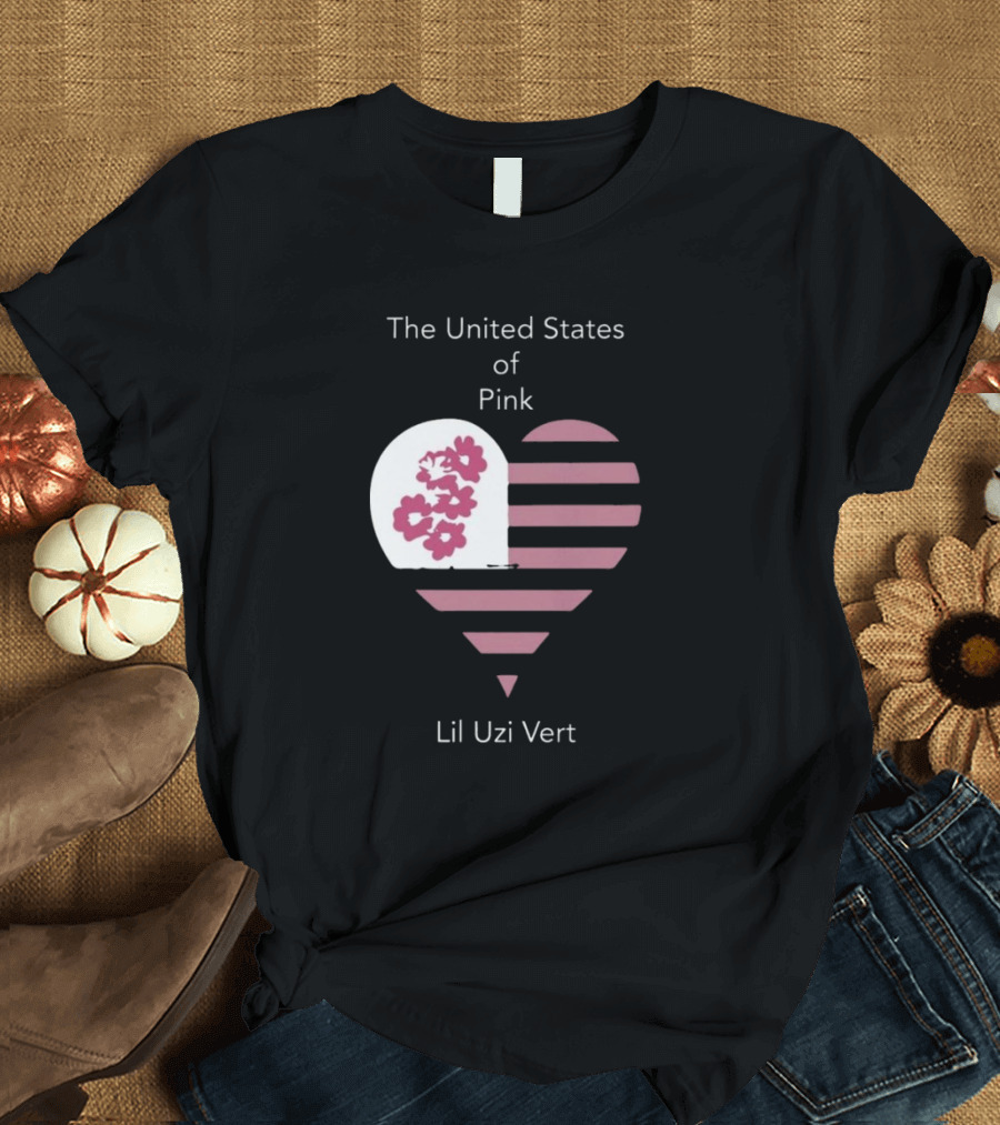 Lil Uzi Vert Heart Pink Stripes Flowers United States Of Pink T-Shirt