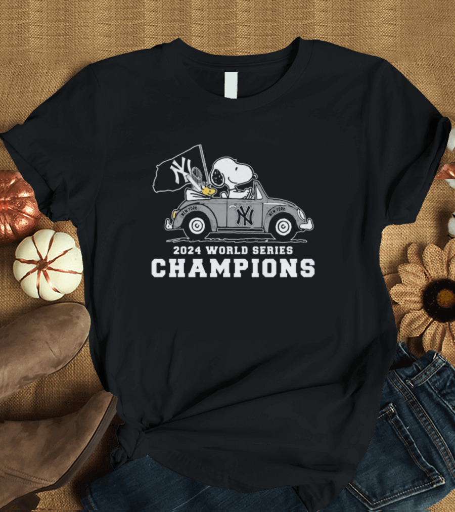 New York Yankees Snoopy Woodstock 2024 World Series Champions T-Shirt