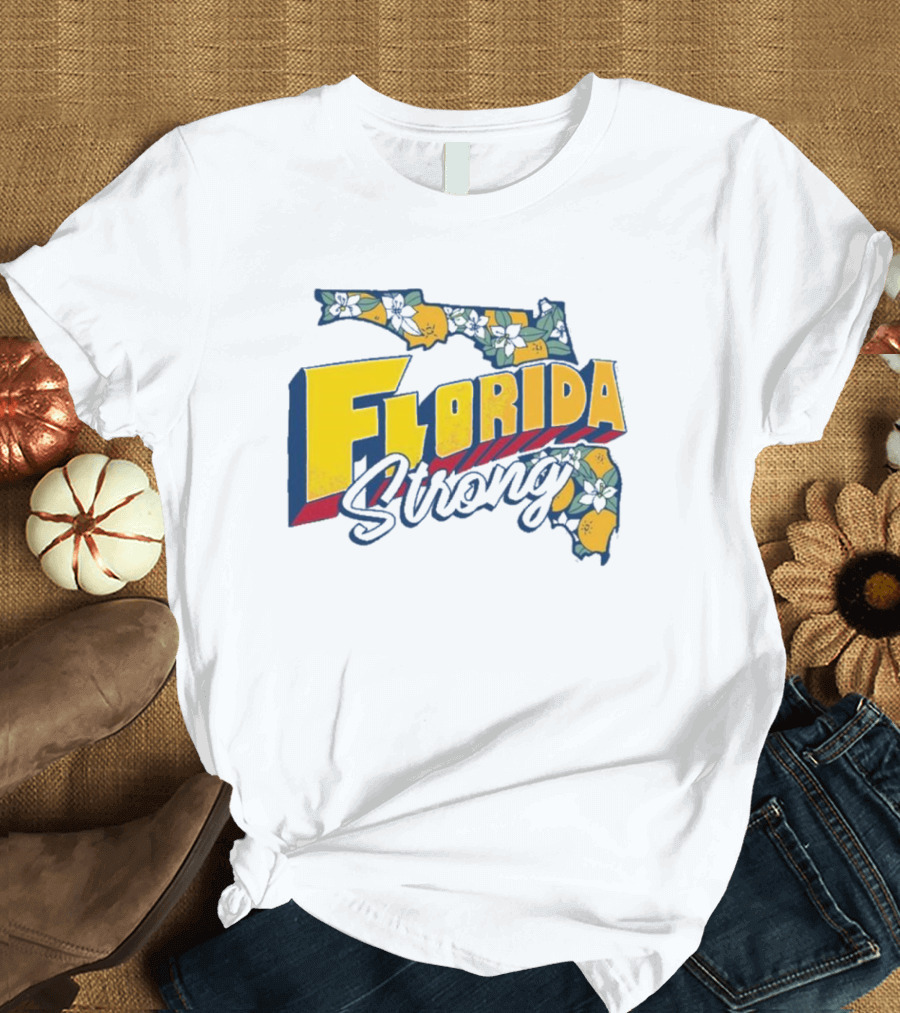 Florida Orange Blossom Map Florida Strong T-Shirt