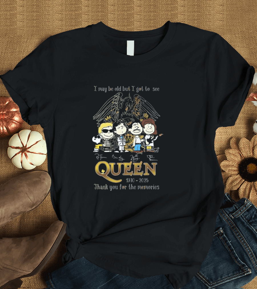 Peanuts Characters Queen 1970-2025 Thank You for the Memories Signatures T-Shirt