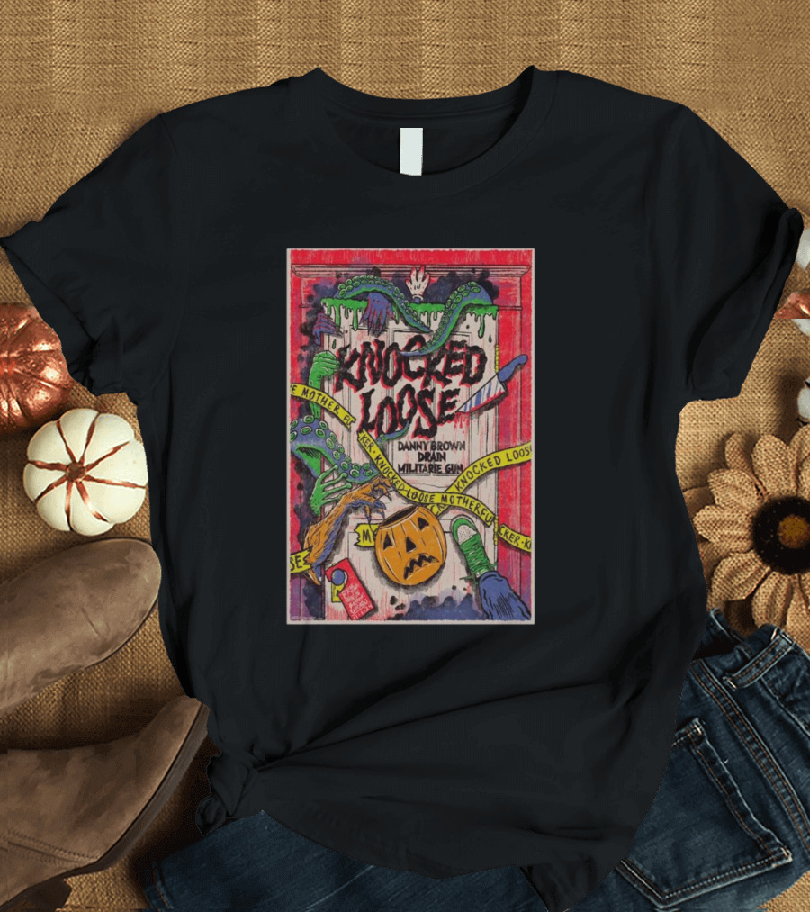 Knocked Loose Danny Brown Drain Militarie Gun Tour Chicago IL Nov 1 2024 Halloween T-Shirt