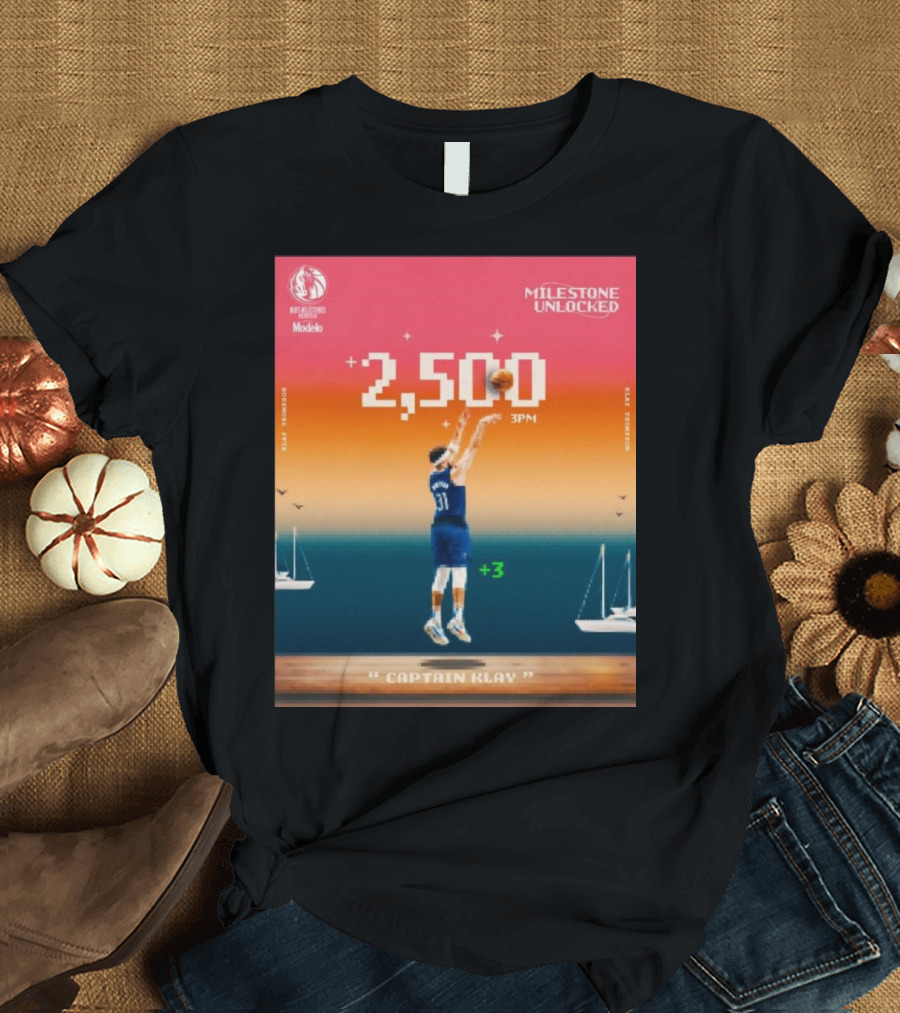 Klay Thompson NBA Dallas Mavericks Captain Klay 2,500 Career Milestone Unlocked T-Shirt
