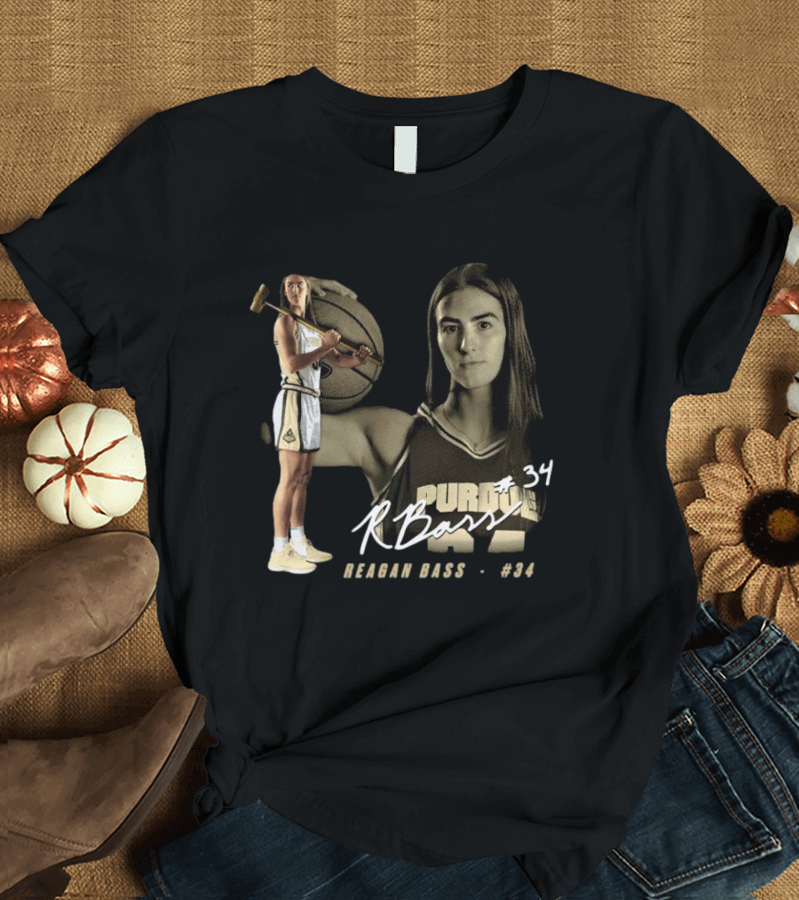 Reagan Bass #34 Purdue Boilermakers R. Bass Signature T-Shirt