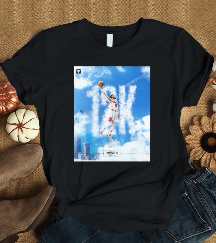 Zach LaVine Chicago Bulls 12000 Career Points Flight 8 Achievement T-Shirt