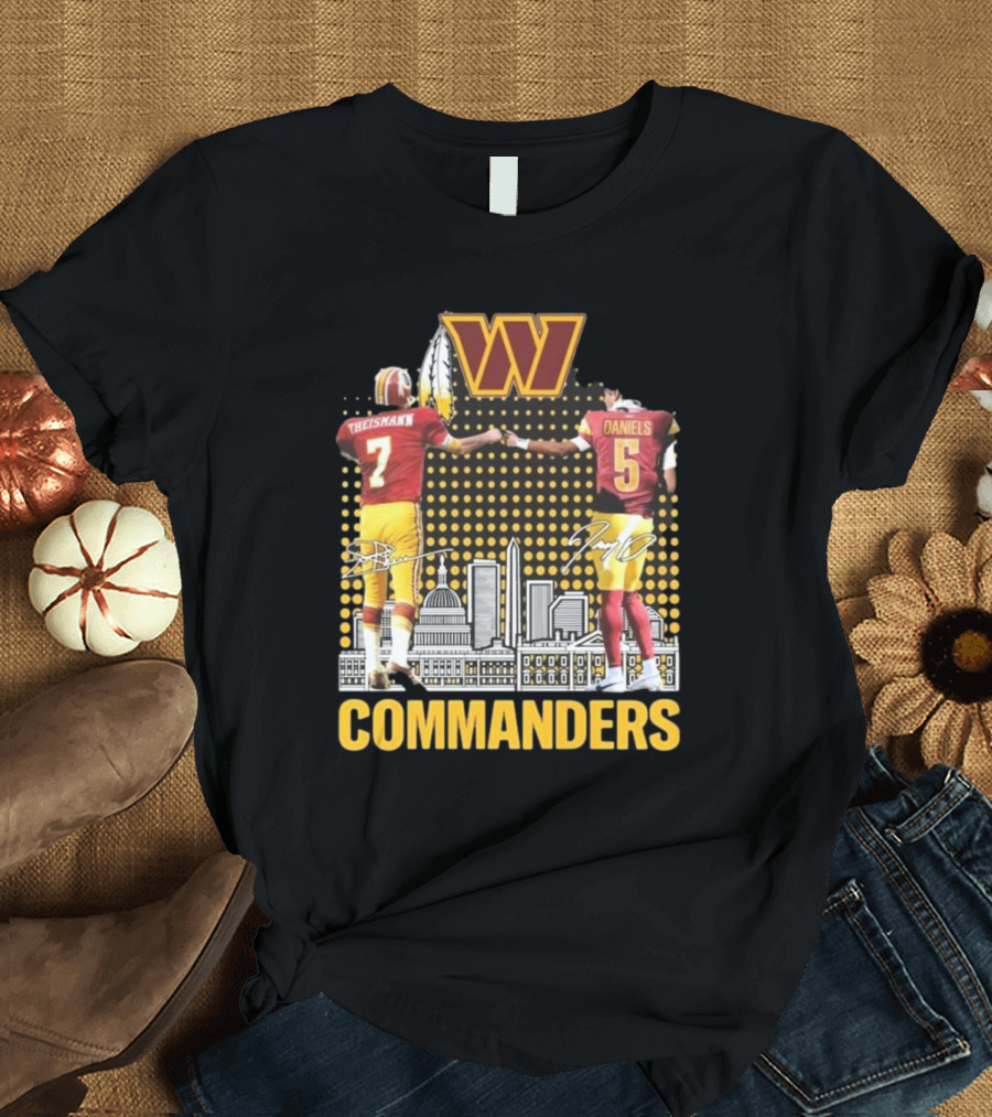 Theismann Daniels Washington Commanders Football Handshake Signatures T-Shirt