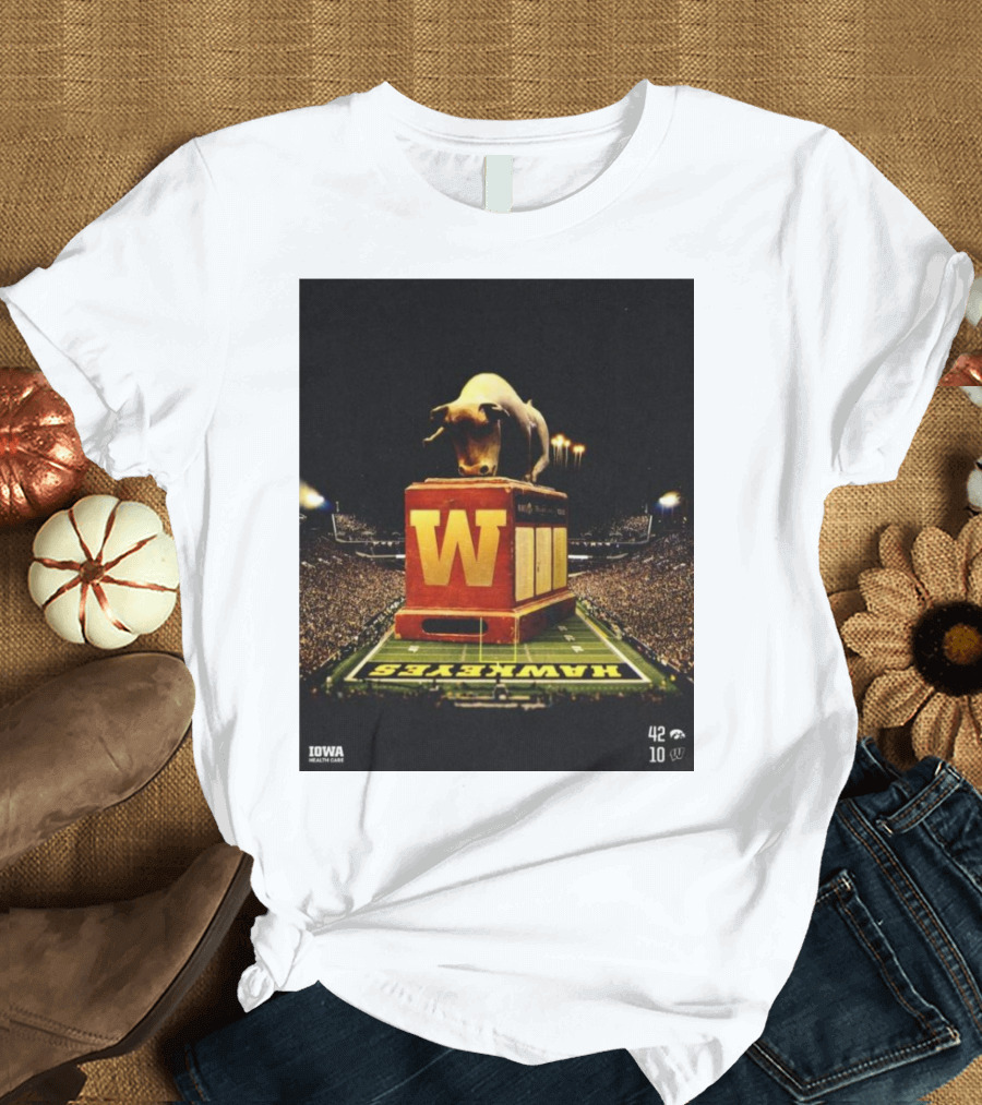 Iowa Hawkeyes 42-10 Victory Over Wisconsin Badgers Bulldozed Stadium Scene T-Shirt
