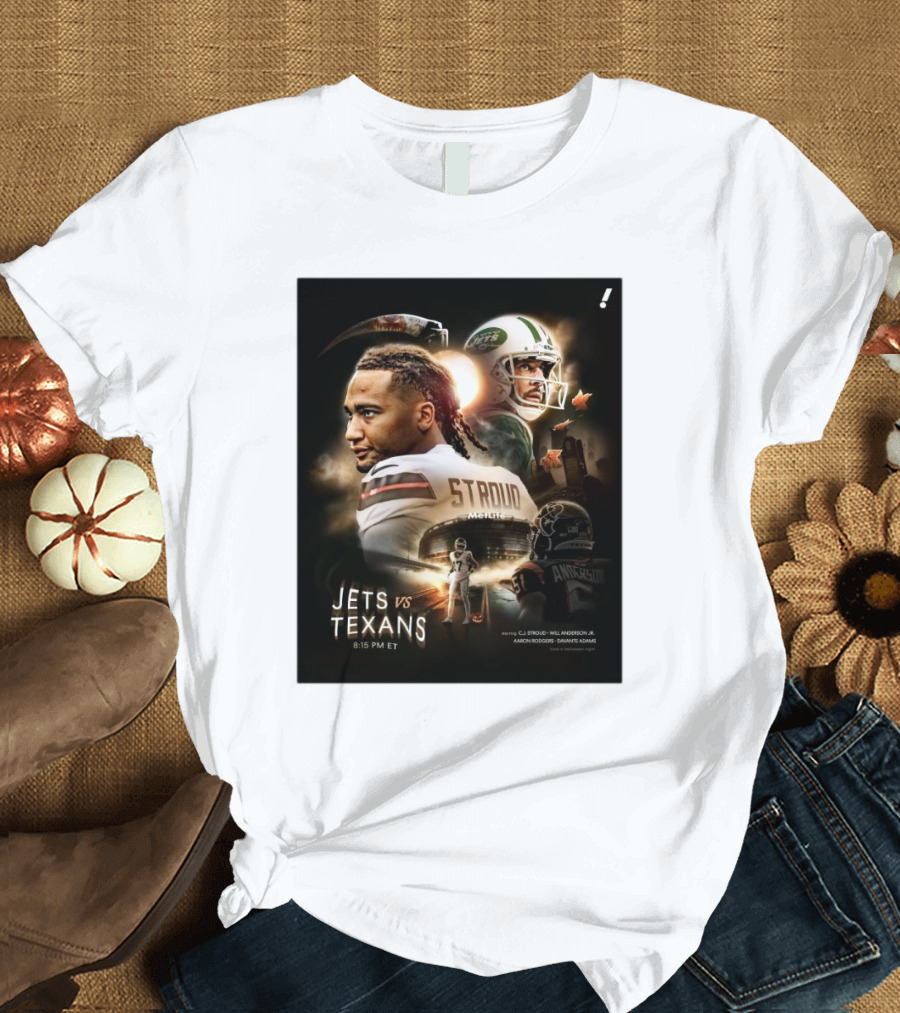 Jets vs Texans NFL Showdown Featuring Stroud Anderson Rodgers Adams Halloween Night 8:15 PM ET T-Shirt