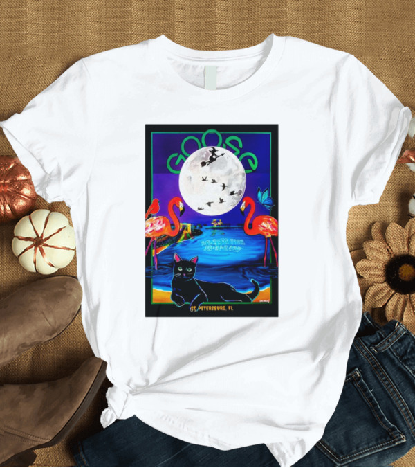T-Shirt: Goose Halloween Night Oct 31 2024 St Pete Pier St Petersburg FL Flamingos Moon Cat T-Shirt Goose Halloween Night Oct 31 2024 St Pete Pier St Petersburg FL Flamingos Moon Cat T-Shirt