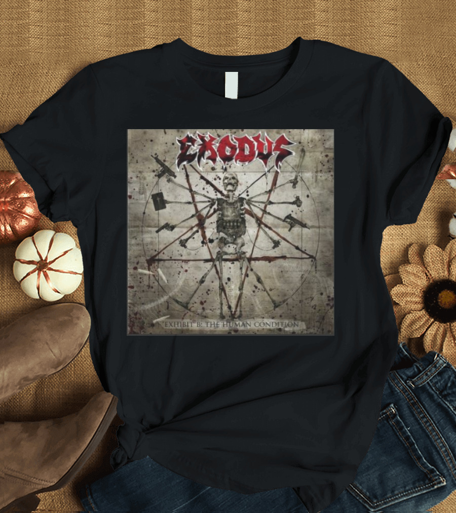 Exodus Exhibit B The Human Condition Vintage Style Skeleton with Weapons 22nd November T-Shirt