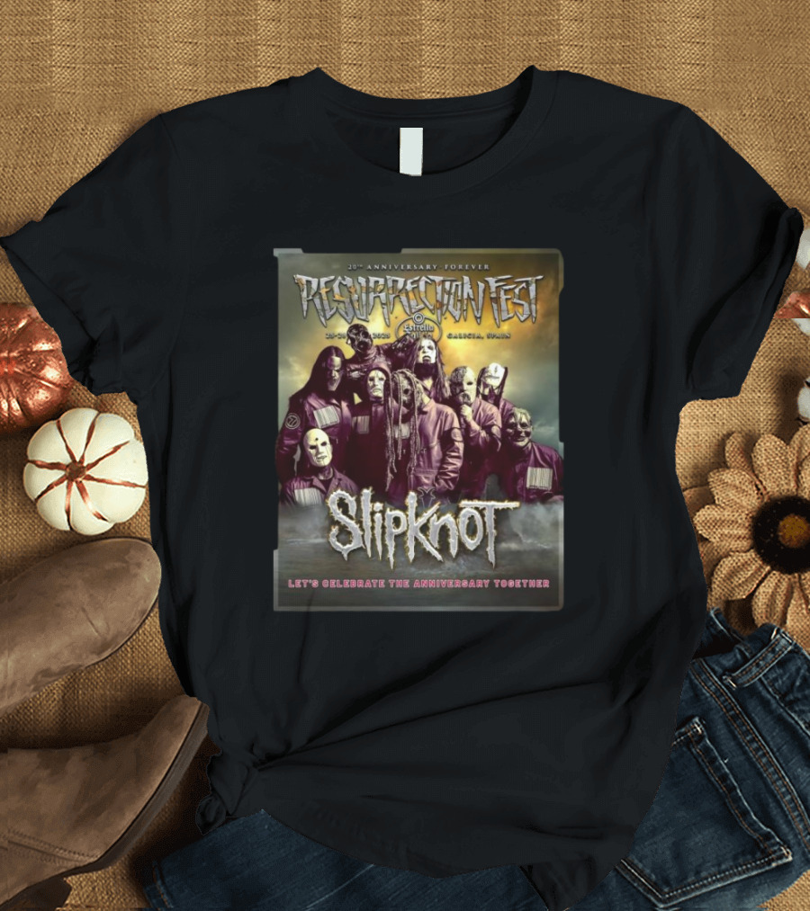 Resurrection Fest Estrella Galicia 20th Anniversary Forever With Slipknot Let's Celebrate Together 2025 T-Shirt