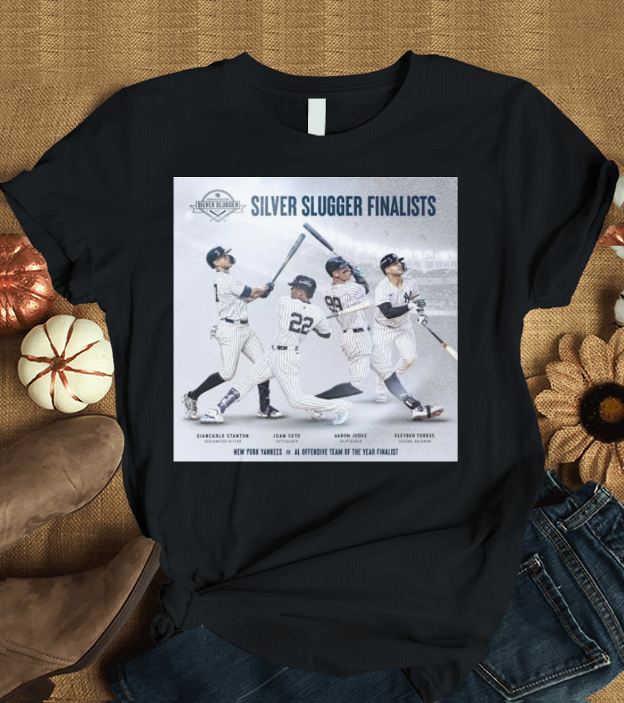 NY Yankees Silver Slugger Finalists Giancarlo Stanton Juan Soto Aaron Judge Gleyber Torres AL Offensive Team of the Year Finalist T-Shirt