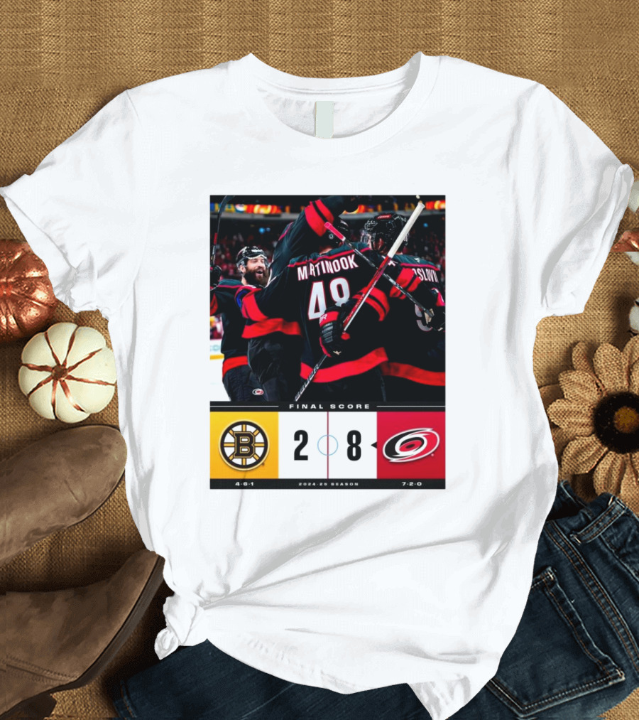 Boston Bruins 2-8 Carolina Hurricanes Final Score 2024-25 Season T-Shirt
