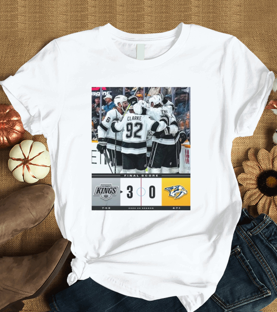 Final Score Los Angeles Kings 3-0 Nashville Predators NHL 2024-25 Season T-Shirt