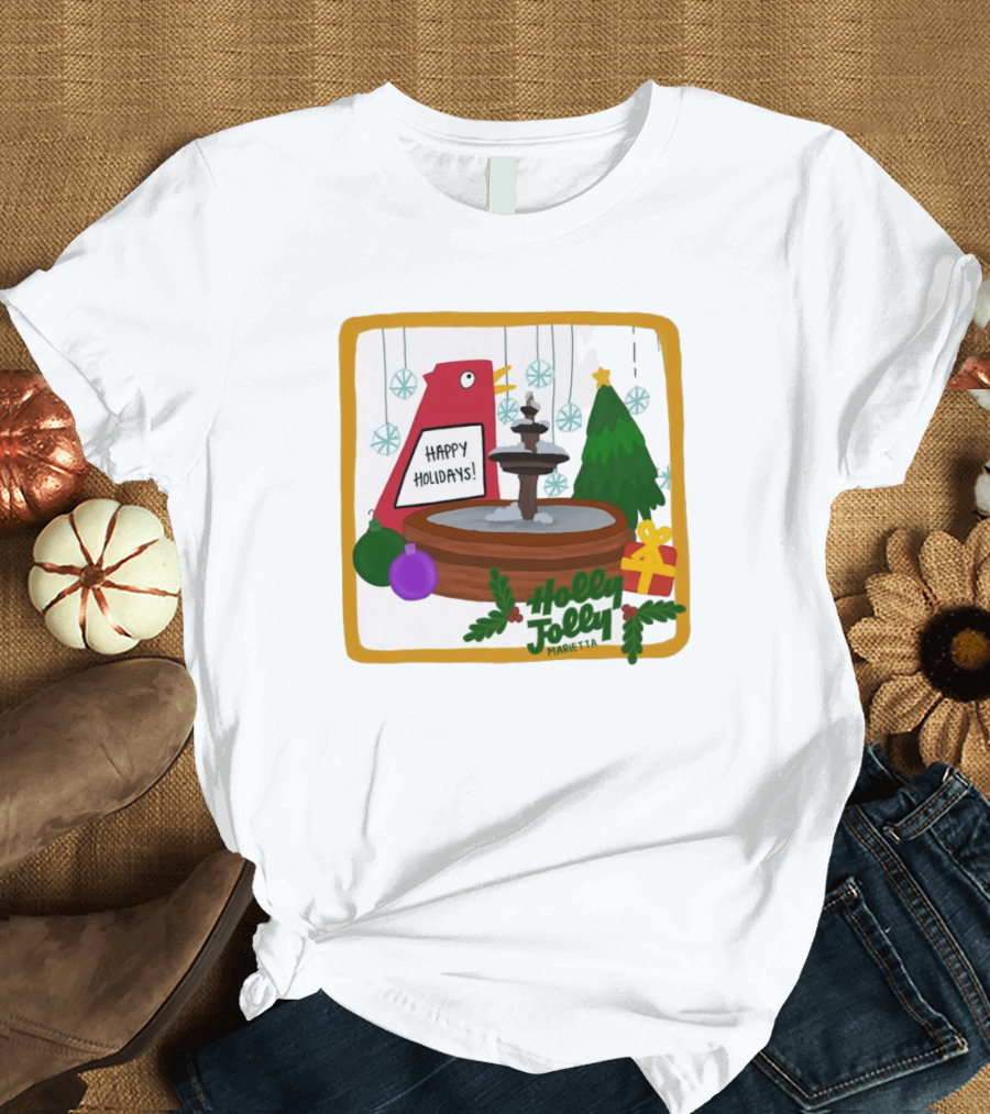 Happy Holidays Holly Jolly Marietta Merry Christmas 2024 Paint Festive Scene T-Shirt
