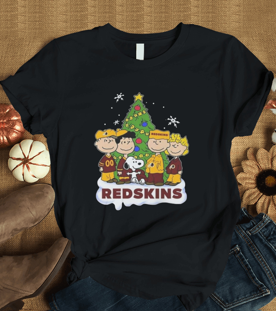 Redskins Celebrating Christmas 2024 with Snoopy and Peanuts Characters T-Shirt