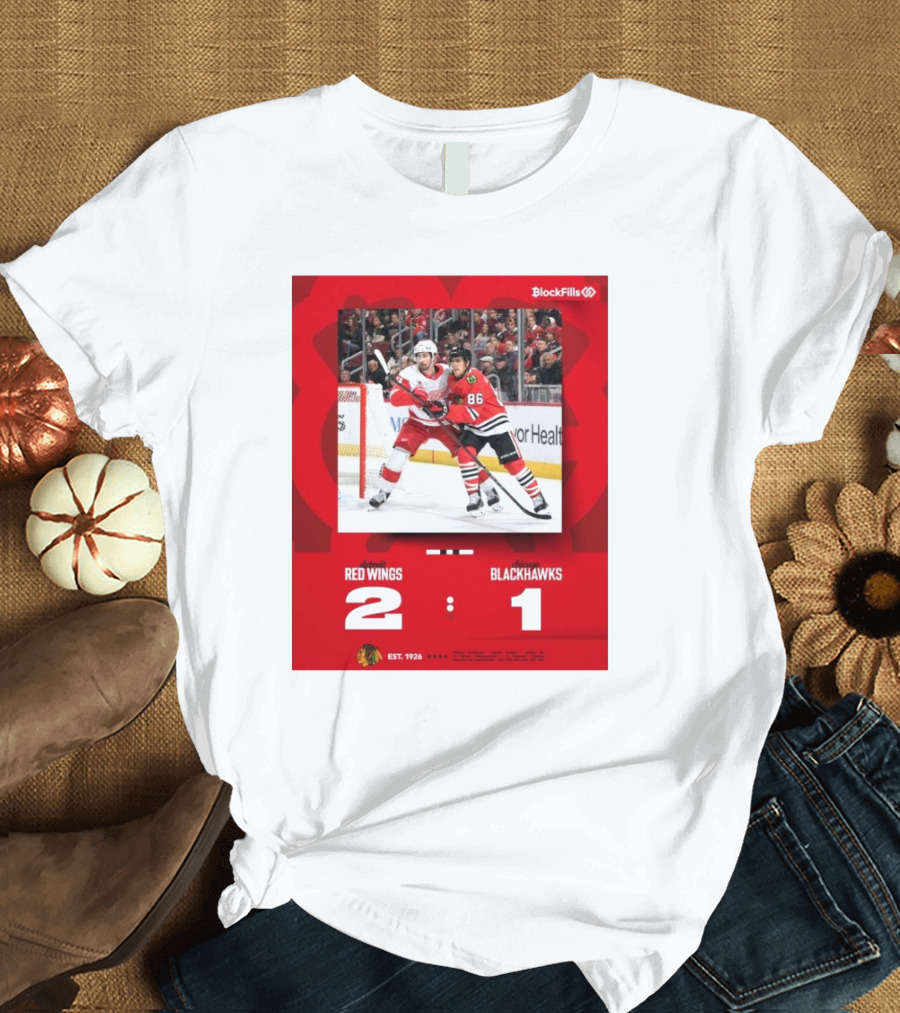 NHL Detroit Red Wings vs. Chicago Blackhawks 2 – 1 BlockFills Event EST. 1926 T-Shirt