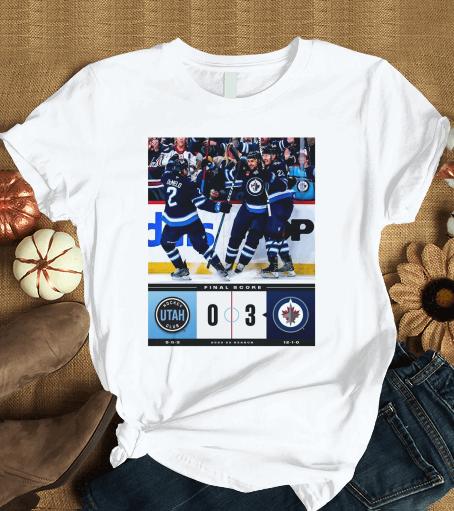 NHL Final Score Utah Hockey Club Vs Winnipeg Jets 0–3 2024-25 Season T-Shirt