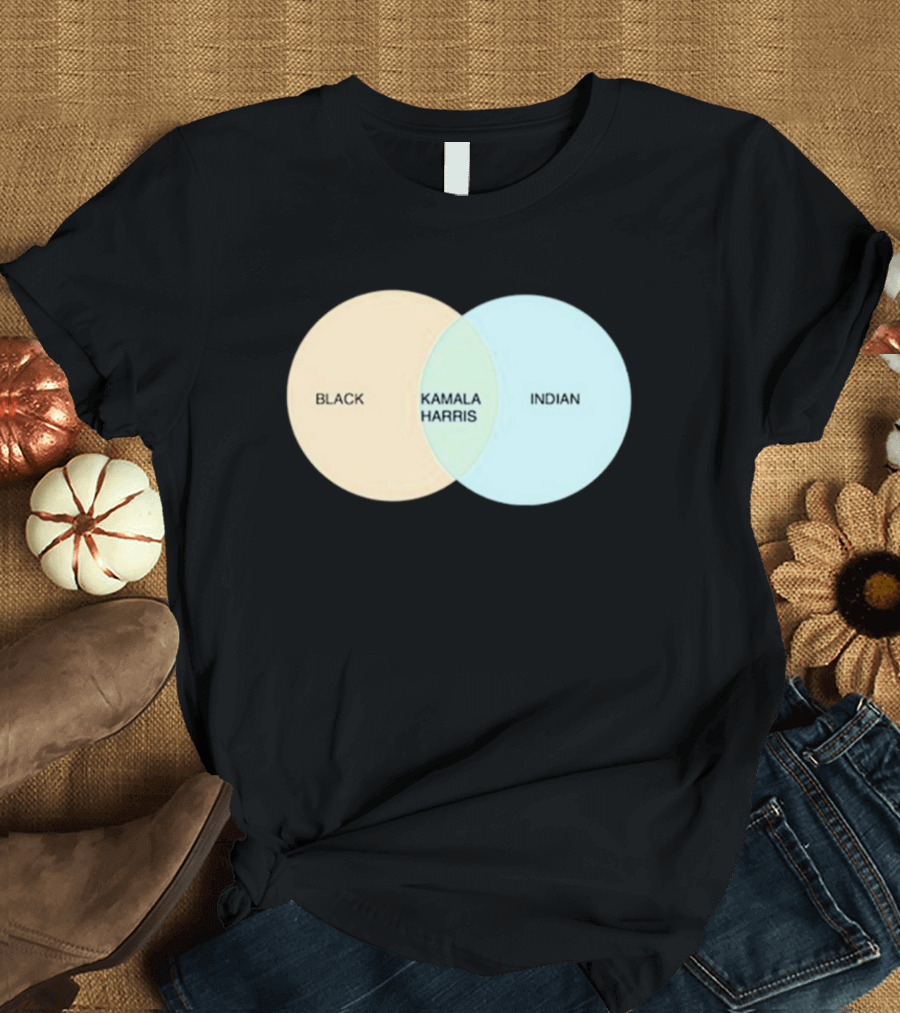 Black Kamala Harris Indian Venn Diagram T-Shirt