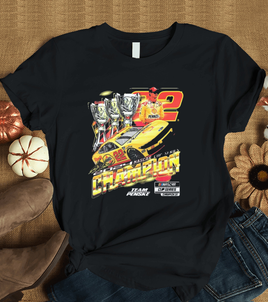 Joey Logano 22 NASCAR Cup Series Champion 3X Team Penske Champion Car Racing Winner T-Shirt