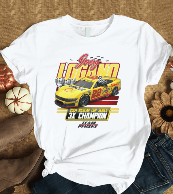 T-Shirt: Joey Logano Team Penske 2024 NASCAR Cup Series 3X Champion Vintage Car T-Shirt Joey Logano Team Penske 2024 NASCAR Cup Series 3X Champion Vintage Car T-Shirt