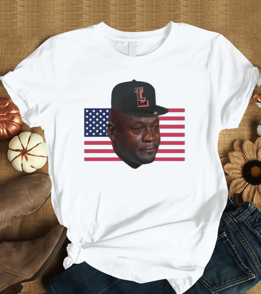 Michael Jordan Crying Meme USA Flag LL Cap T-Shirt