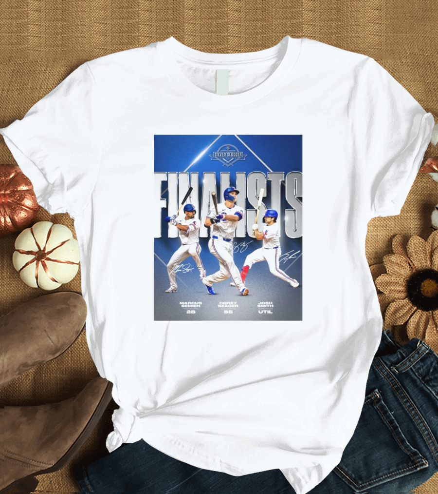 Marcus Semien Corey Seager Josh Smith Texas Rangers Silver Slugger Finalists T-Shirt