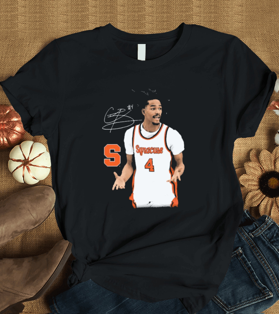 Chris Bell #4 Syracuse Orange Basketball Signature T-Shirt