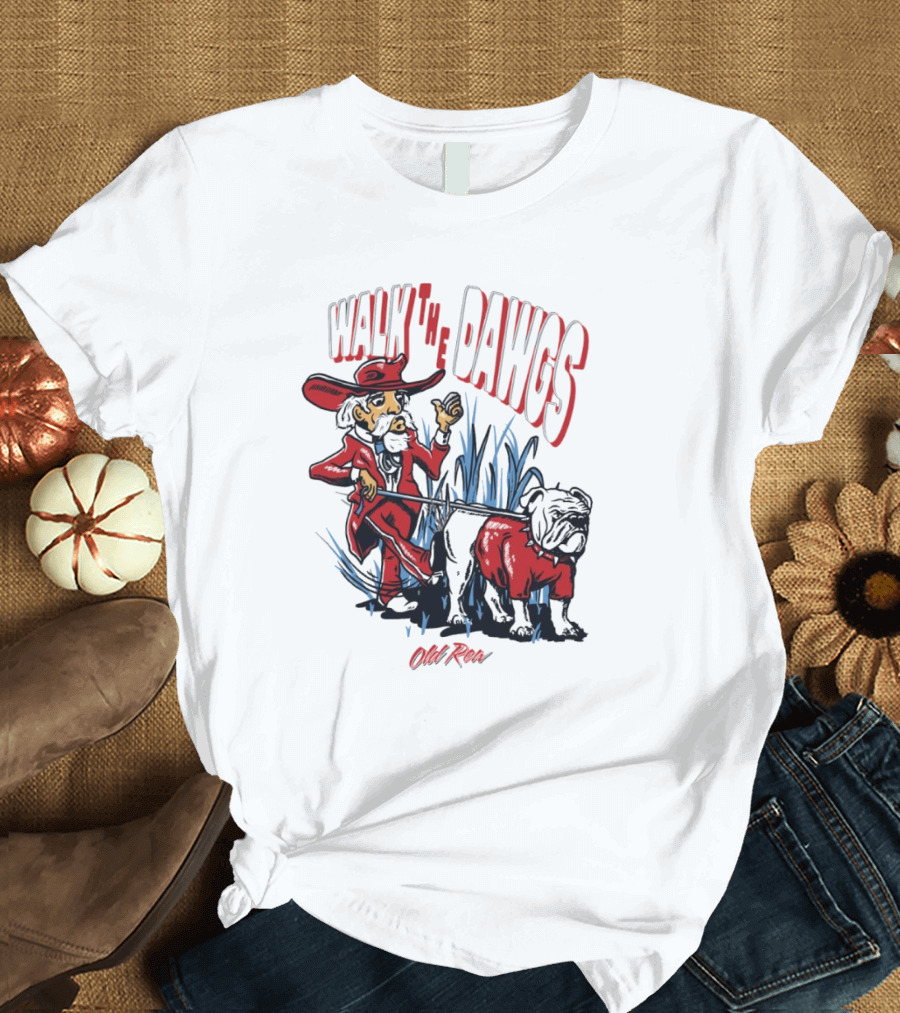 Walk The Dawgs Old Row Georgia Bulldogs vs. Ole Miss Rebels T-Shirt