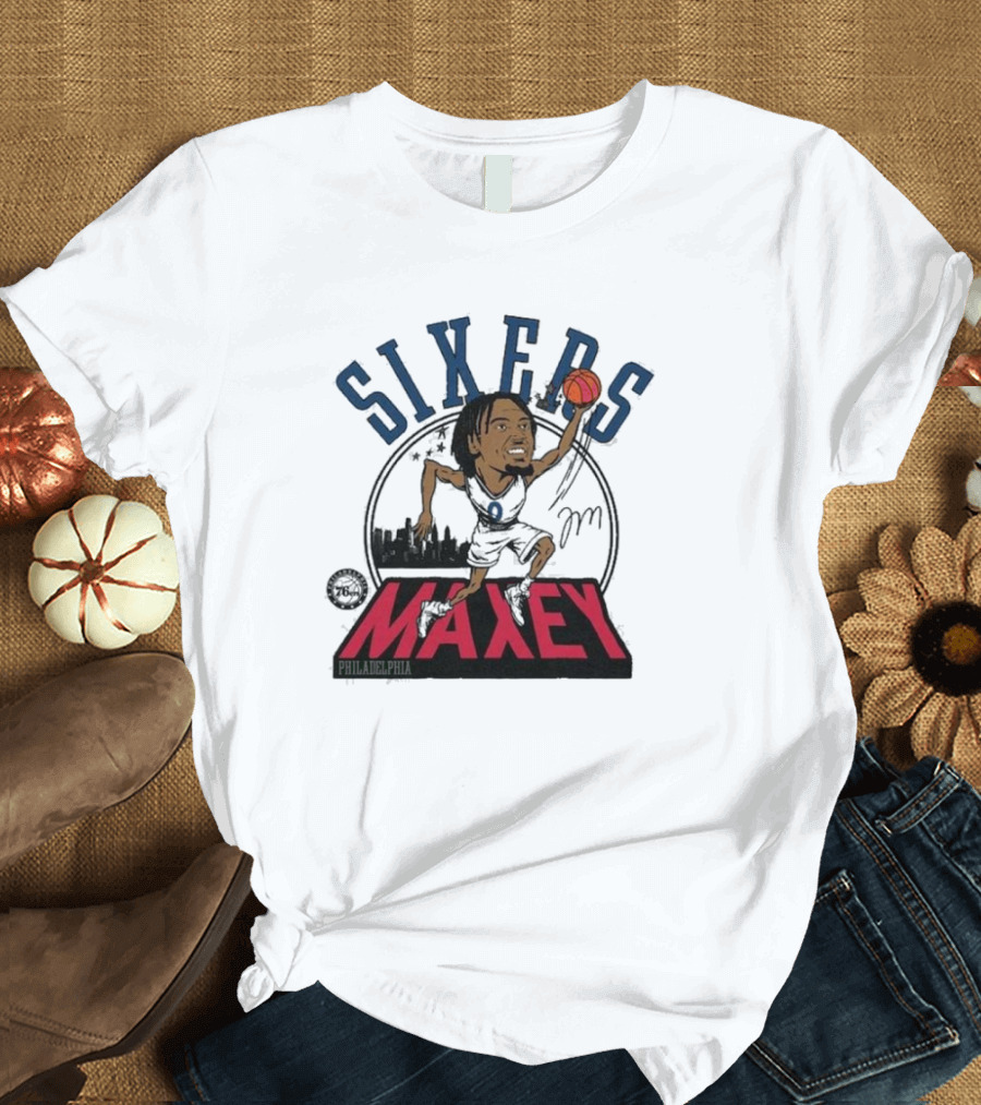 Tyrese Maxey Philadelphia 76ers City Edition Caricature Tri-Blend 2024-25 T-Shirt