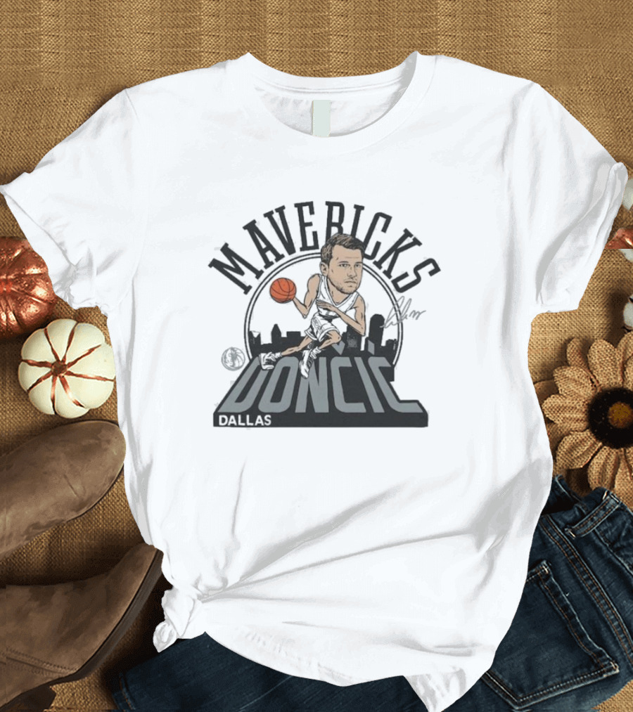 Mavericks Doncic Dallas 2024-25 City Edition Caricature Tri-Blend T-Shirt