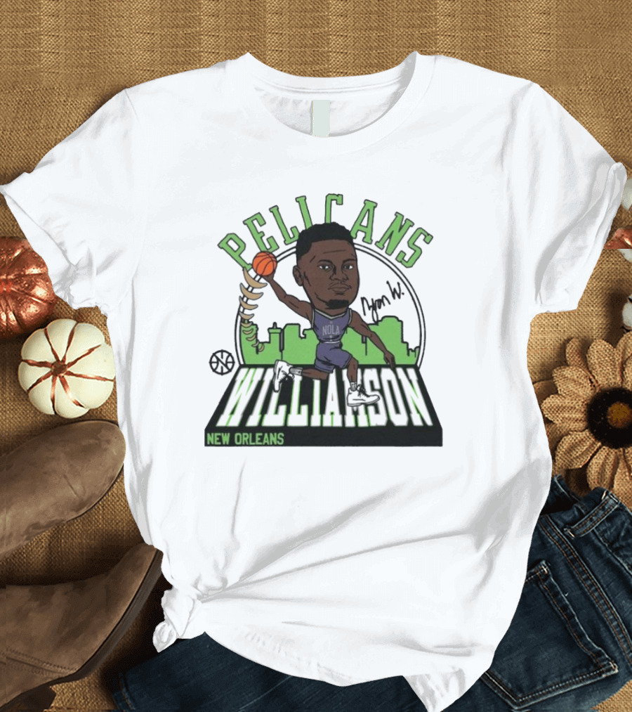 Zion Williamson New Orleans Pelicans City Edition Caricature NOLA Basketball 2024-25 T-Shirt