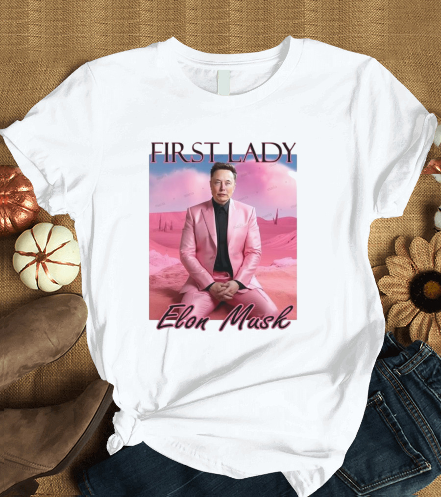 First Lady Elon Musk Pink Suit Portrait T-Shirt