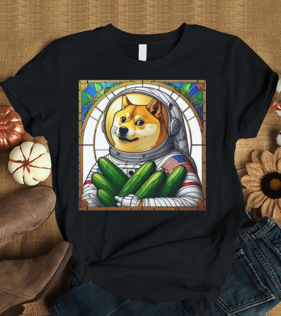 Godogearmy Cucumbá Doge 2024 Astronaut Cucumber Mosaic T-Shirt