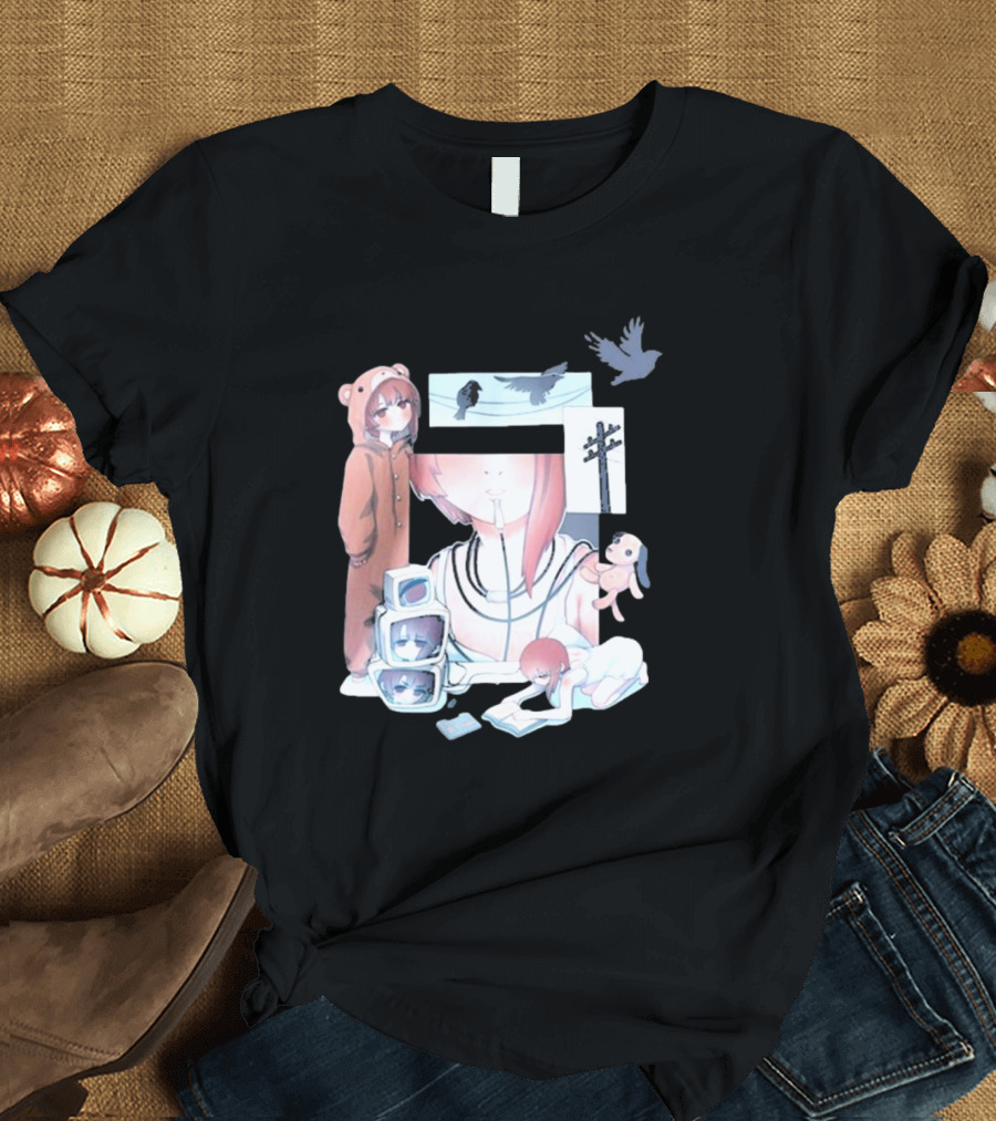 Serial Experiments Lain Surreal Imagery with Teddy Suit and Vintage Electronics T-Shirt