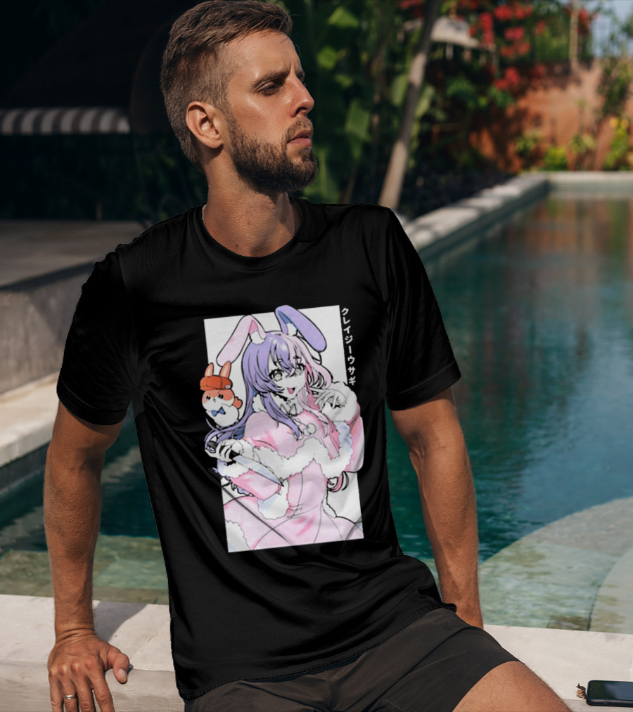 Gamersupps Punkalopi Crazy Usagi Japanese Text Anime Bunny Girl Holding Knife T-Shirt