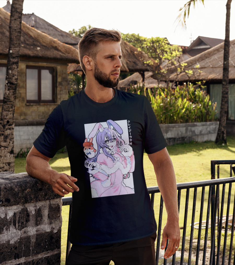 Gamersupps Punkalopi Crazy Usagi Japanese Text Anime Bunny Girl Holding Knife T-Shirt