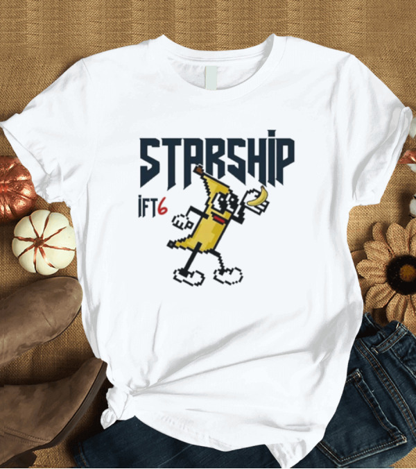 T-Shirt: Starship IFT6 Banana Pixel Art Character T-Shirt Starship IFT6 Banana Pixel Art Character T-Shirt