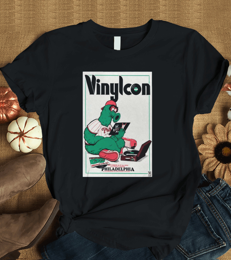 Vinylcon Philadelphia Nov 23-24 2024 23rd St. Armory Tour Featuring Phillies Mascot T-Shirt