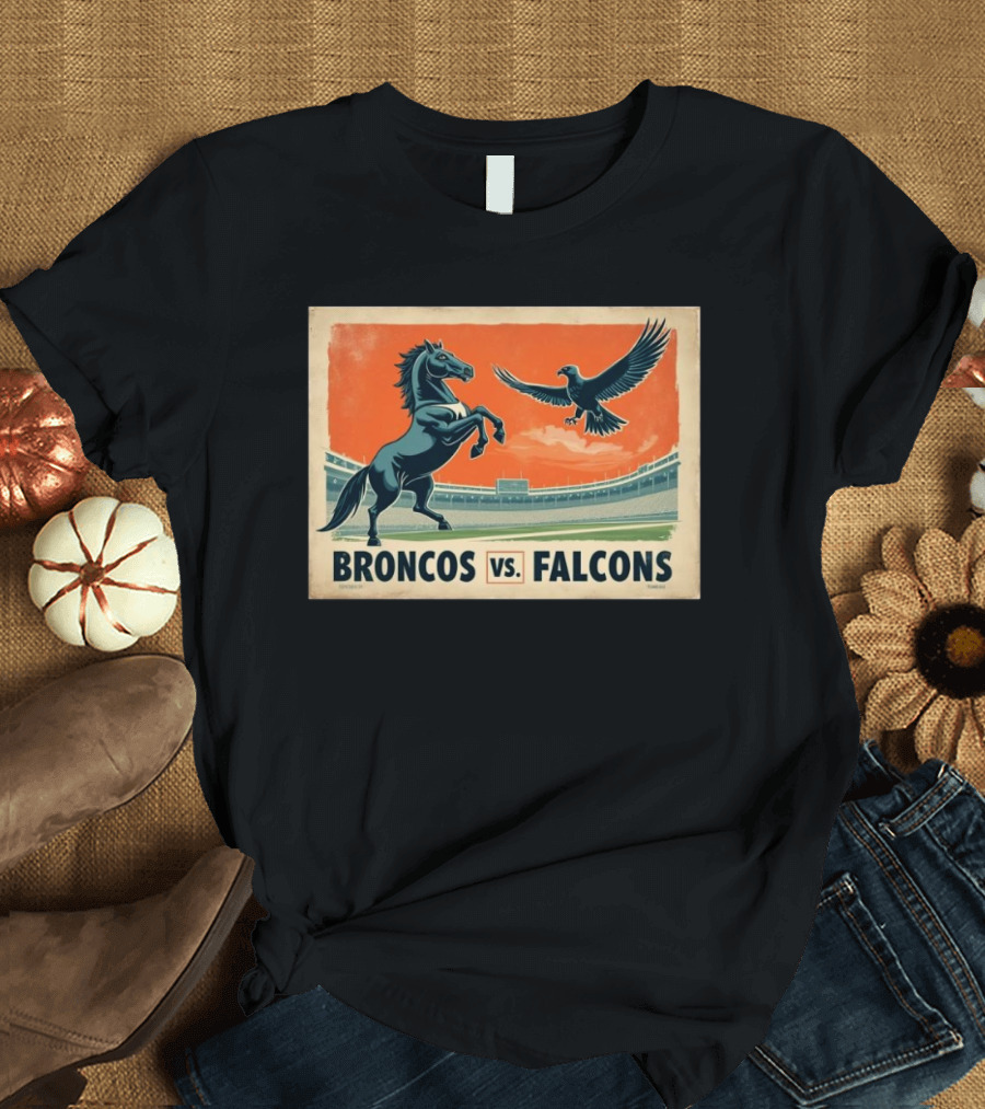Broncos vs. Falcons Nov 17 2024 Vintage Retro NFL Atlanta Denver T-Shirt