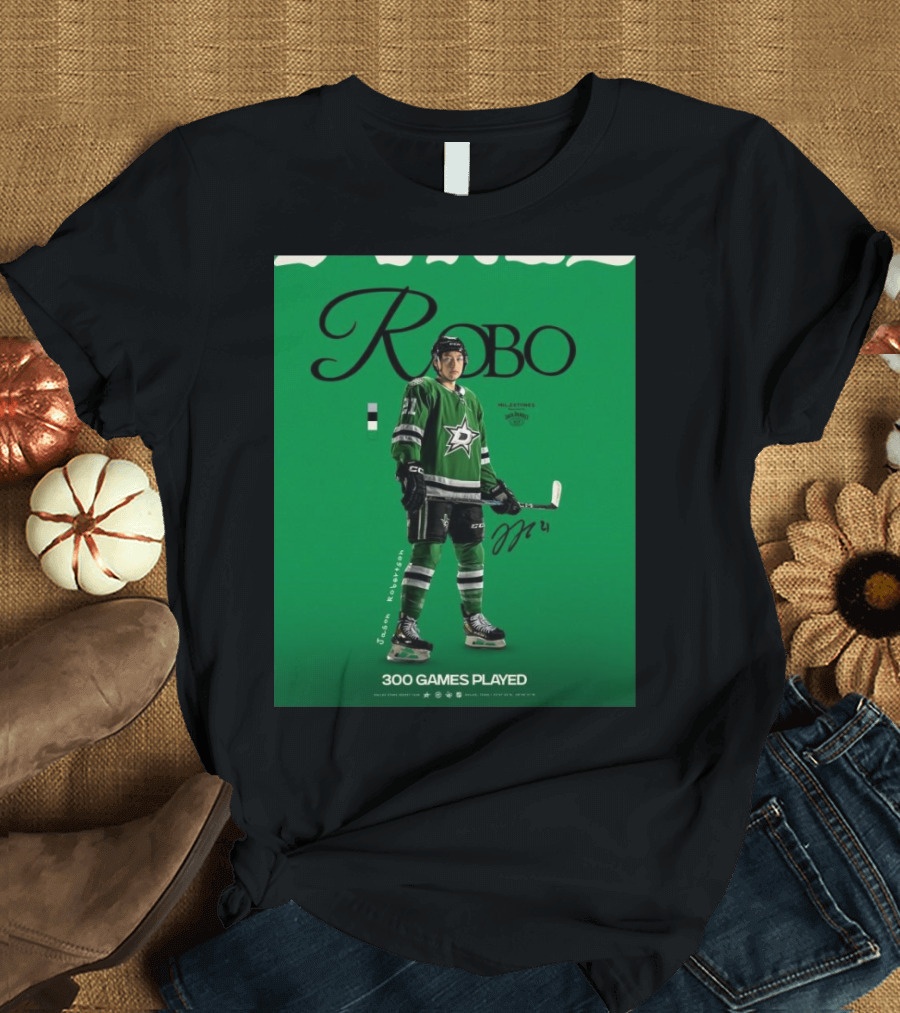 Dallas Stars Robo Jason Robertson 300 Games Played NHL T-Shirt