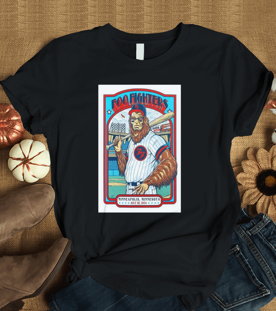 Foo Fighters July 28 2024 Target Field Minneapolis MN Baseball Themed Event T-Shirt