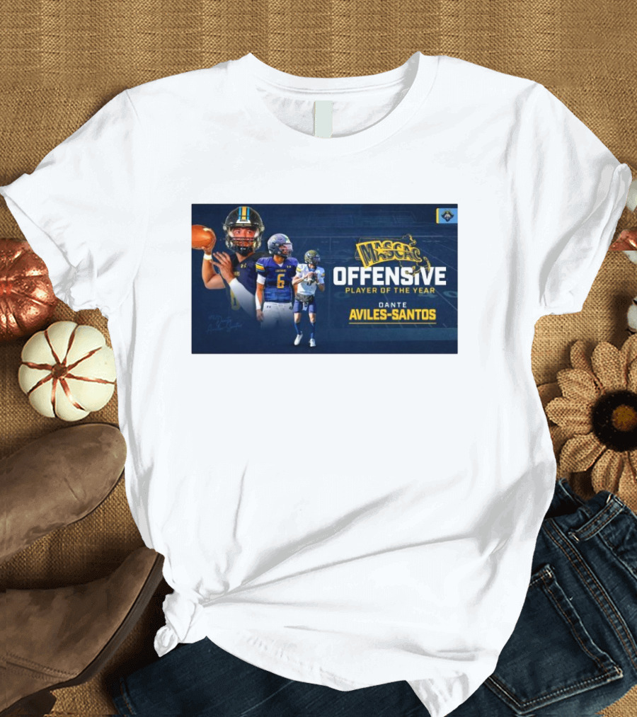 Mascac Offensive Player of the Year Dante Aviles-Santos UMass Dartmouth Football T-Shirt